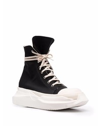 schwarze und weiße hohe Sneakers aus Segeltuch von Rick Owens DRKSHDW