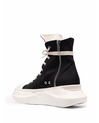 schwarze und weiße hohe Sneakers aus Segeltuch von Rick Owens DRKSHDW