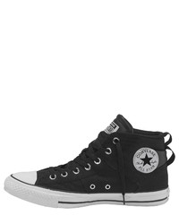 schwarze und weiße hohe Sneakers aus Segeltuch von Converse