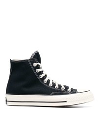 schwarze und weiße hohe Sneakers aus Segeltuch von Converse
