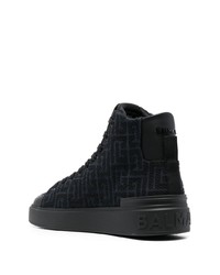 schwarze und weiße hohe Sneakers aus Segeltuch von Balmain