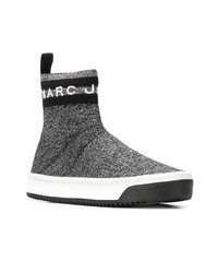 schwarze und weiße hohe Sneakers aus Segeltuch von Marc Jacobs