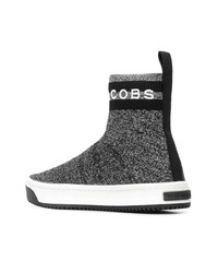 schwarze und weiße hohe Sneakers aus Segeltuch von Marc Jacobs