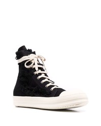 schwarze und weiße hohe Sneakers aus Segeltuch von Rick Owens DRKSHDW