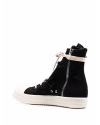 schwarze und weiße hohe Sneakers aus Segeltuch von Rick Owens DRKSHDW