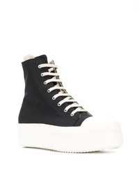 schwarze und weiße hohe Sneakers aus Segeltuch von Rick Owens DRKSHDW