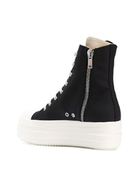 schwarze und weiße hohe Sneakers aus Segeltuch von Rick Owens DRKSHDW