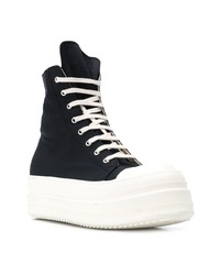 schwarze und weiße hohe Sneakers aus Segeltuch von Rick Owens DRKSHDW