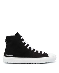 schwarze und weiße hohe Sneakers aus Segeltuch von DSQUARED2