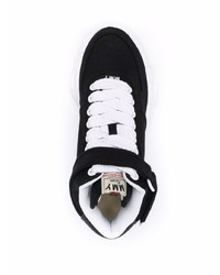 schwarze und weiße hohe Sneakers aus Segeltuch von Maison Mihara Yasuhiro