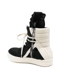 schwarze und weiße hohe Sneakers aus Segeltuch von Rick Owens