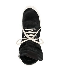 schwarze und weiße hohe Sneakers aus Segeltuch von Rick Owens