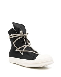 schwarze und weiße hohe Sneakers aus Segeltuch von Rick Owens DRKSHDW