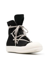 schwarze und weiße hohe Sneakers aus Segeltuch von Rick Owens DRKSHDW