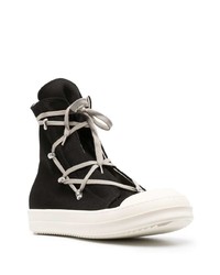 schwarze und weiße hohe Sneakers aus Segeltuch von Rick Owens DRKSHDW