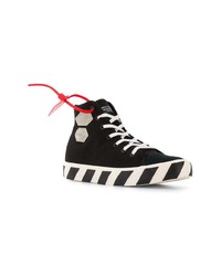 schwarze und weiße hohe Sneakers aus Segeltuch von Off-White