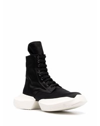 schwarze und weiße hohe Sneakers aus Segeltuch von Rick Owens DRKSHDW