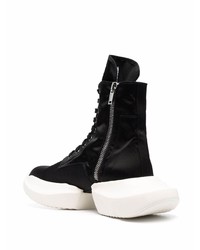 schwarze und weiße hohe Sneakers aus Segeltuch von Rick Owens DRKSHDW