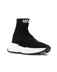 schwarze und weiße hohe Sneakers aus Segeltuch von MM6 MAISON MARGIELA