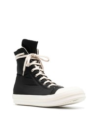 schwarze und weiße hohe Sneakers aus Segeltuch von Rick Owens DRKSHDW