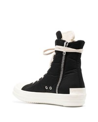 schwarze und weiße hohe Sneakers aus Segeltuch von Rick Owens DRKSHDW