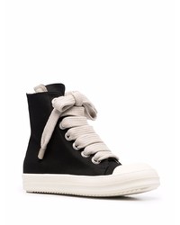 schwarze und weiße hohe Sneakers aus Segeltuch von Rick Owens DRKSHDW