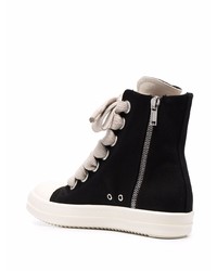 schwarze und weiße hohe Sneakers aus Segeltuch von Rick Owens DRKSHDW