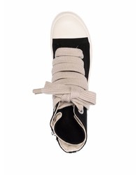 schwarze und weiße hohe Sneakers aus Segeltuch von Rick Owens DRKSHDW