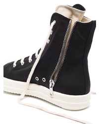 schwarze und weiße hohe Sneakers aus Segeltuch von Rick Owens DRKSHDW