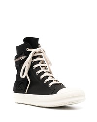 schwarze und weiße hohe Sneakers aus Segeltuch von Rick Owens