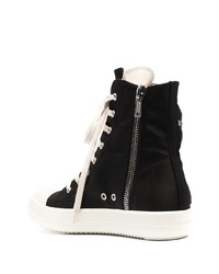 schwarze und weiße hohe Sneakers aus Segeltuch von Rick Owens