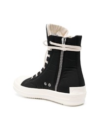 schwarze und weiße hohe Sneakers aus Segeltuch von Rick Owens DRKSHDW