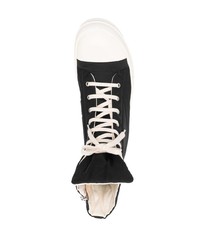 schwarze und weiße hohe Sneakers aus Segeltuch von Rick Owens DRKSHDW