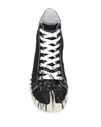 schwarze und weiße hohe Sneakers aus Segeltuch von Maison Margiela