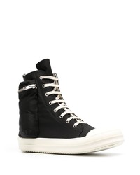 schwarze und weiße hohe Sneakers aus Segeltuch von Rick Owens DRKSHDW