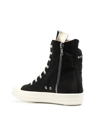 schwarze und weiße hohe Sneakers aus Segeltuch von Rick Owens DRKSHDW