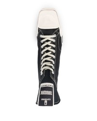 schwarze und weiße hohe Sneakers aus Segeltuch von Rick Owens