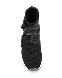schwarze und weiße hohe Sneakers aus Segeltuch von Balmain
