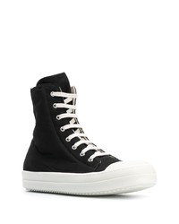 schwarze und weiße hohe Sneakers aus Segeltuch von Rick Owens DRKSHDW