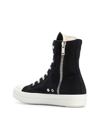 schwarze und weiße hohe Sneakers aus Segeltuch von Rick Owens DRKSHDW