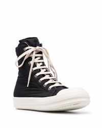 schwarze und weiße hohe Sneakers aus Segeltuch von Rick Owens DRKSHDW