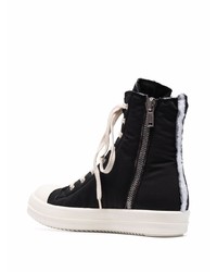 schwarze und weiße hohe Sneakers aus Segeltuch von Rick Owens DRKSHDW