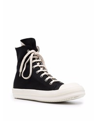 schwarze und weiße hohe Sneakers aus Segeltuch von Rick Owens DRKSHDW