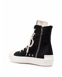 schwarze und weiße hohe Sneakers aus Segeltuch von Rick Owens DRKSHDW