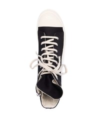 schwarze und weiße hohe Sneakers aus Segeltuch von Rick Owens DRKSHDW