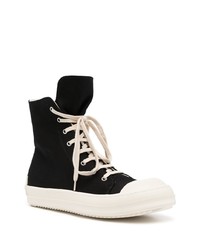 schwarze und weiße hohe Sneakers aus Segeltuch von Rick Owens DRKSHDW