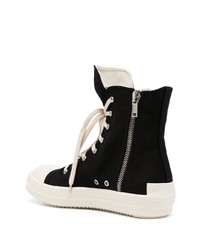 schwarze und weiße hohe Sneakers aus Segeltuch von Rick Owens DRKSHDW