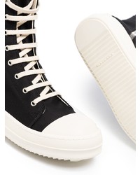 schwarze und weiße hohe Sneakers aus Segeltuch von Rick Owens DRKSHDW