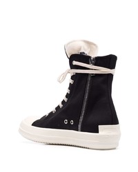 schwarze und weiße hohe Sneakers aus Segeltuch von Rick Owens DRKSHDW