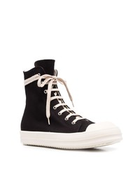 schwarze und weiße hohe Sneakers aus Segeltuch von Rick Owens DRKSHDW